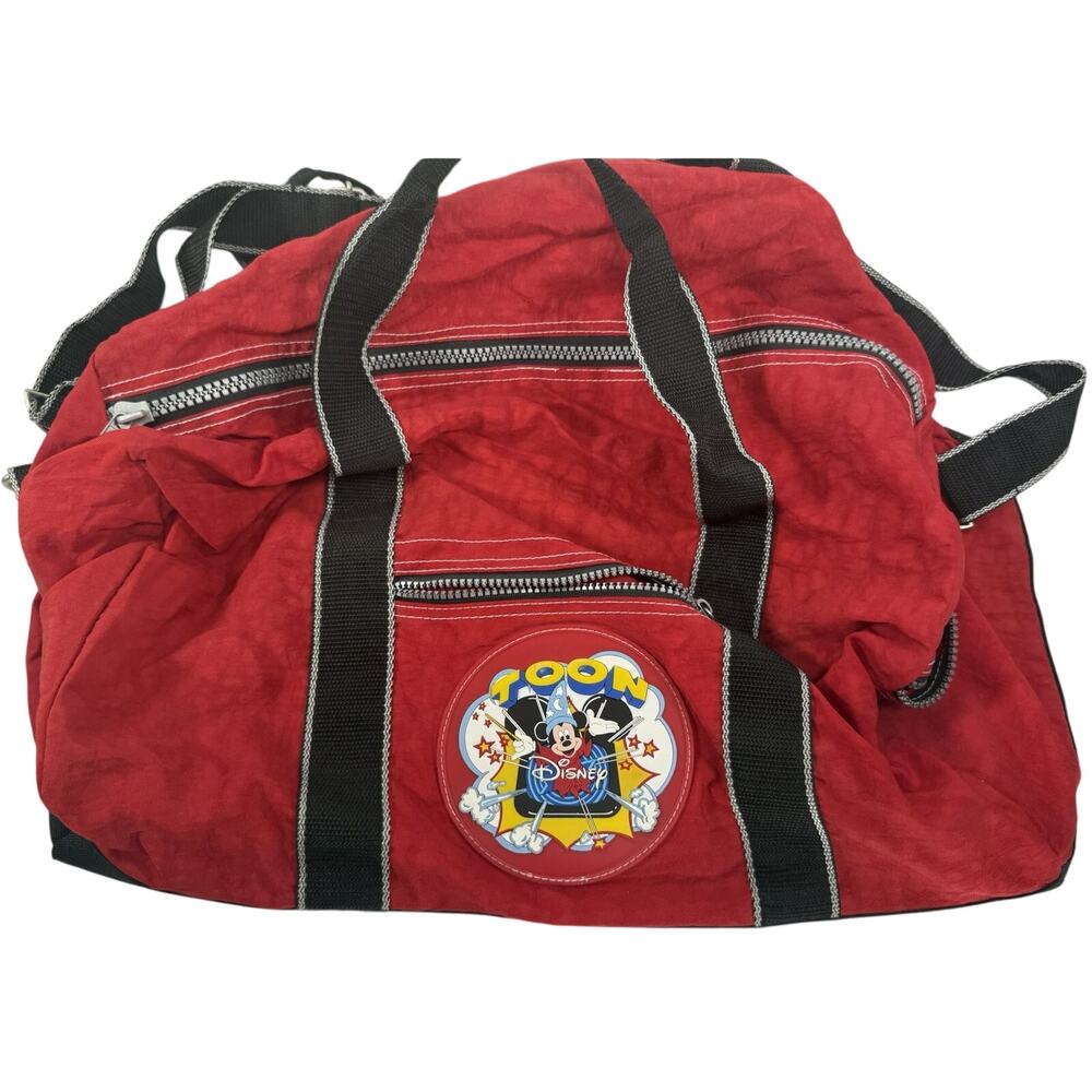 Disney Mickey Mouse Toon Duffle Bag Red Black Gym Weekender Travel  Strap